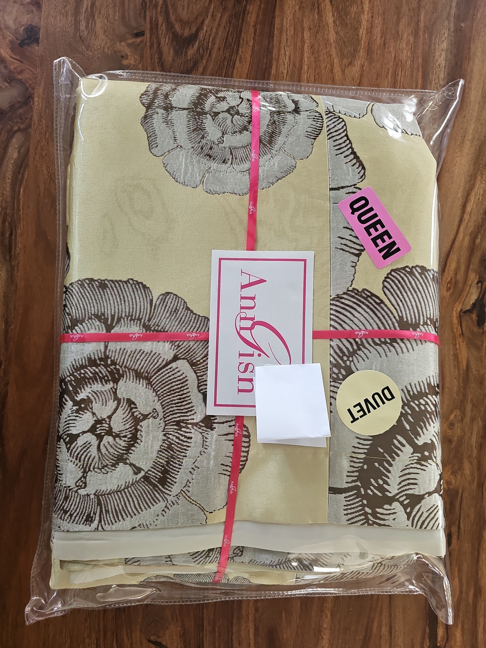 Ann Gish Queen Duvet Cover Luxury Woven Jacquard Cream Gold Yellow Floral F6606